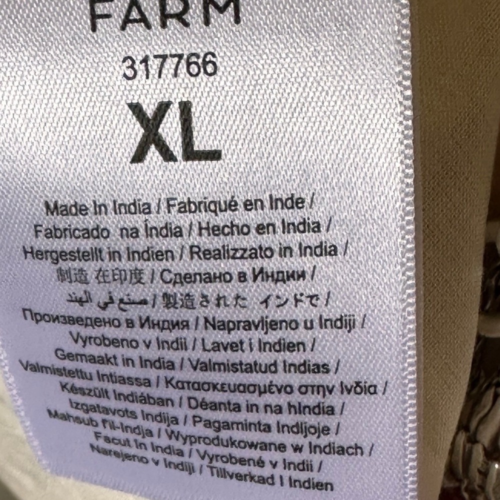 Farm Rio Brazil XL‎ Off White Embroidered lace Pineapple Maxi Dress Tie Shoulder - Picture 12 of 15